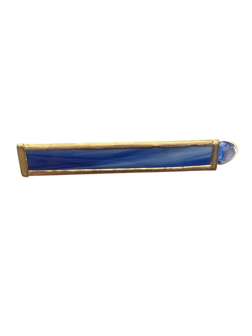 Hand Blown Glass and Brass Blue Kaleidoscope with Glass Marble